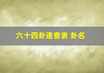 六十四卦速查表 卦名